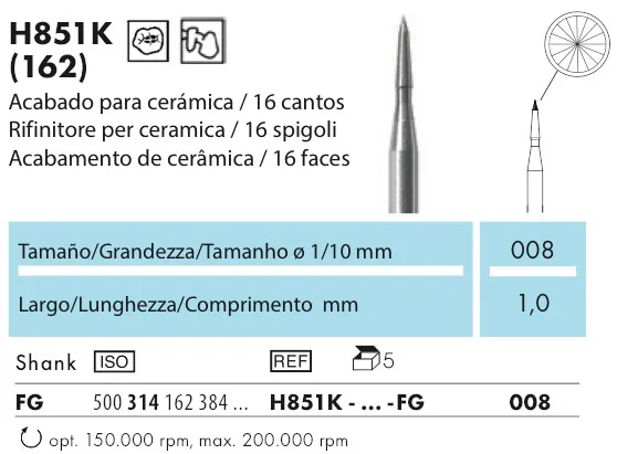 Frese per superfici occlusali